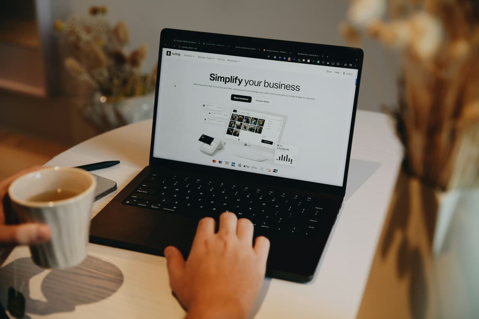 A professional business website open on a laptop